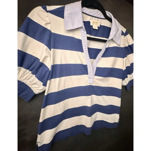 Maeve Anthropologie Puff-Sleeve Polo Top Size Small - Picture 7 of 8